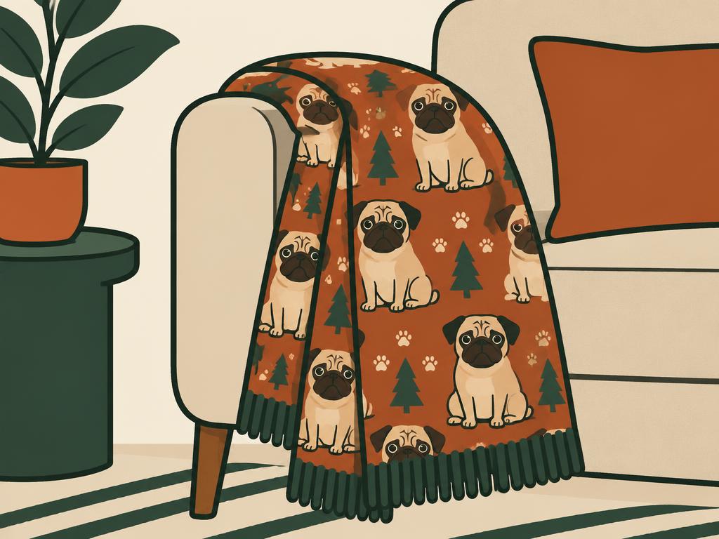 Pug Throw Blanket, 60"x50" — gift idea for a Pug