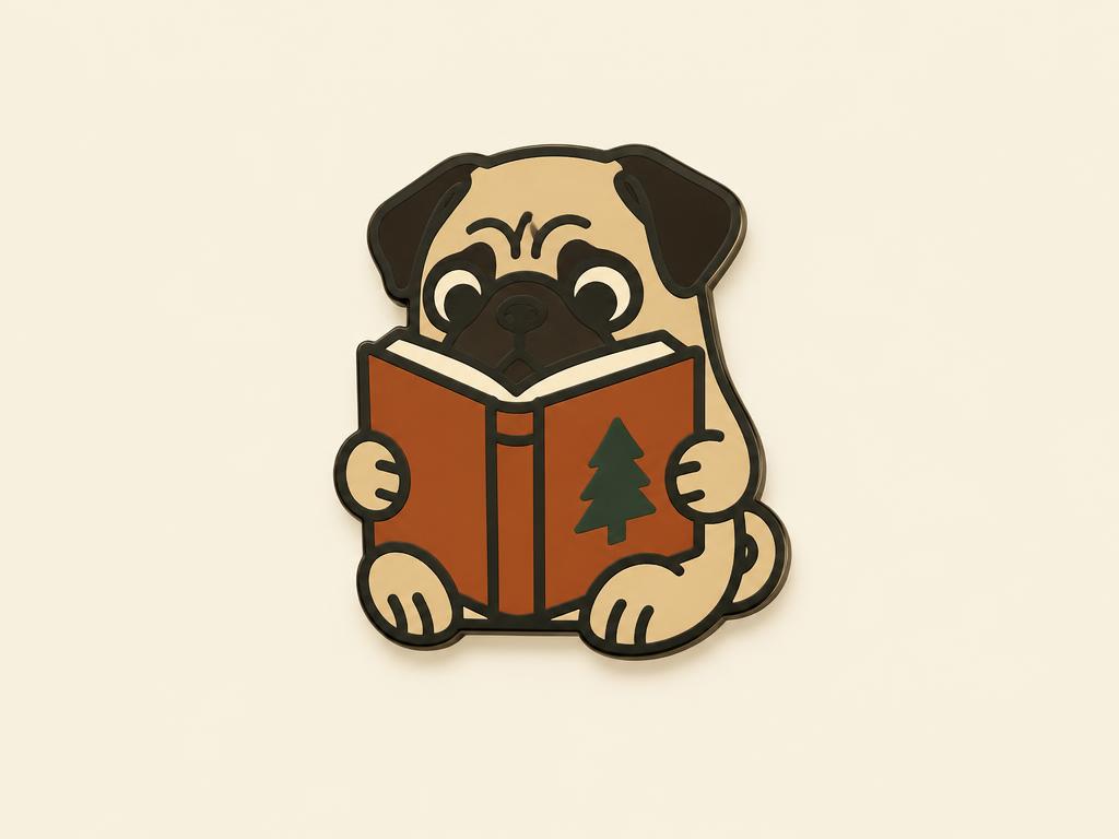 Bookish Pug Enamel Pin — gift idea for a Pug