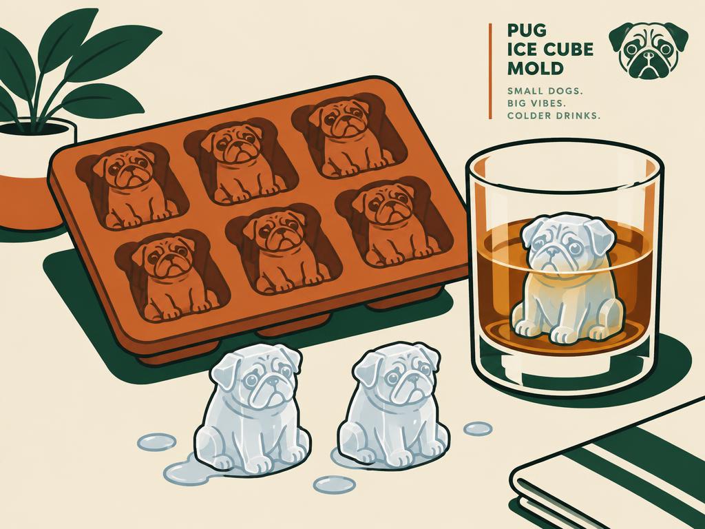 3D Pug Silicone Ice Cube Mold, 2-Pack — gift idea for a Pug