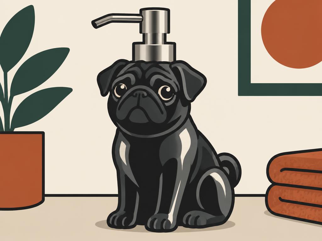 Black Pug Soap & Lotion Dispenser — gift idea for a Pug