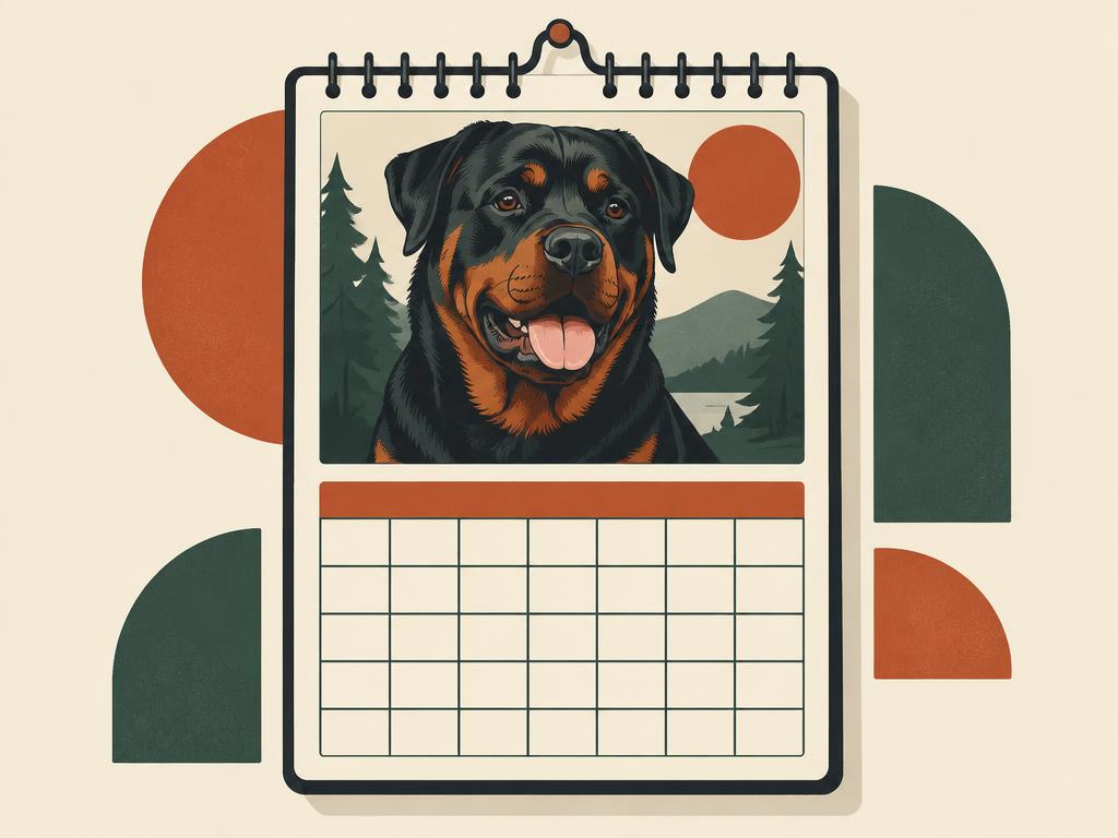 Rottweiler 2027 14-Month Wall Calendar, 12x9" — gift idea for a Rottweiler
