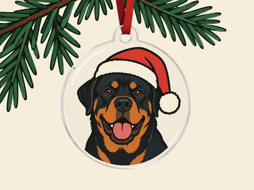 Rottweiler Acrylic Christmas Tree Ornament — gift idea for a Rottweiler