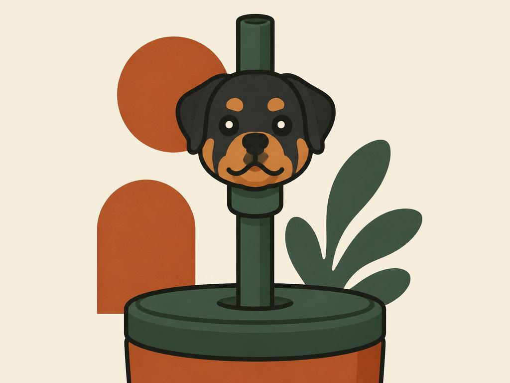 Rottweiler Straw Topper (fits Stanley Cup) — gift idea for a Rottweiler