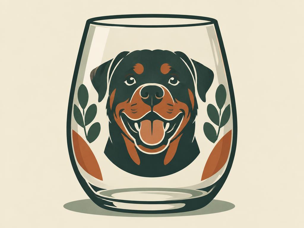 Bevvee "Happy Rottweiler" Stemless Wine Glass — gift idea for a Rottweiler