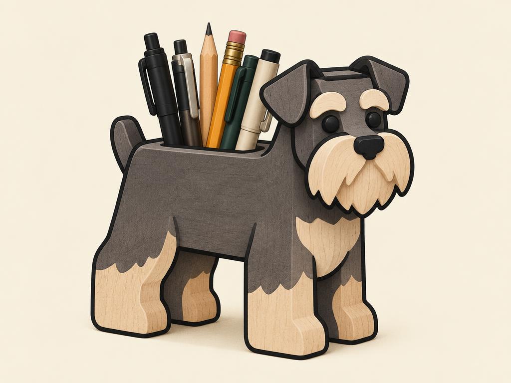 Schnauzer Pen & Pencil Holder Desk Organizer — gift idea for a Miniature Schnauzer