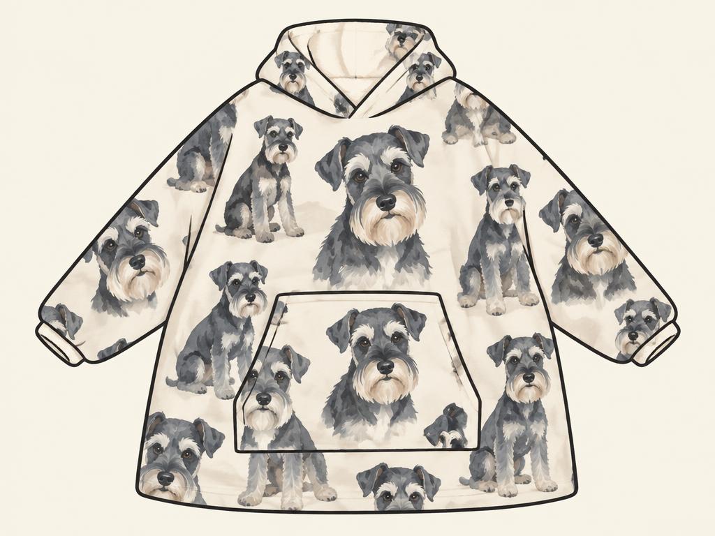 Huglanket Schnauzer Wearable Flannel Blanket Hoodie — gift idea for a Miniature Schnauzer