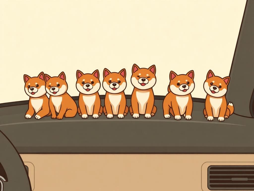 Mini Shiba Inu Dashboard Figurines, Set of 6 — gift idea for a Shiba Inu