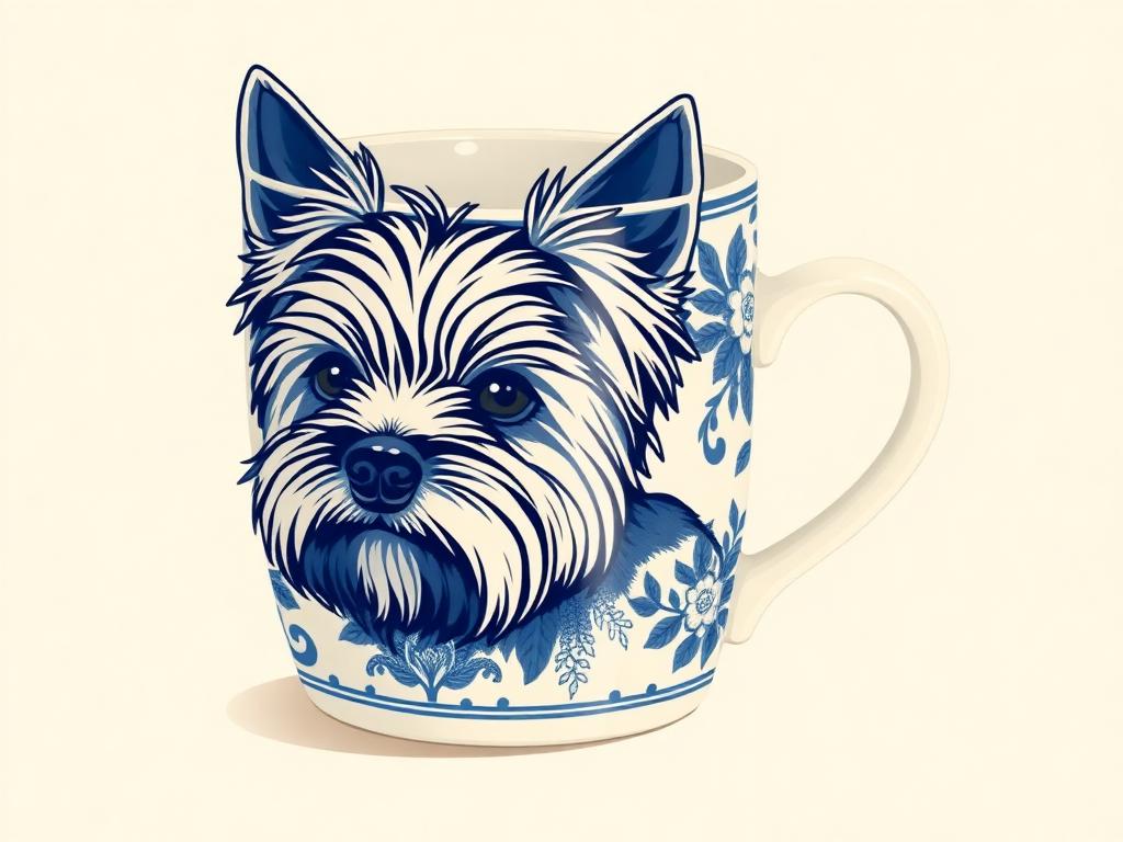 Yorkshire Terrier Blue French Toile Mug, 11oz — gift idea for a Yorkshire Terrier