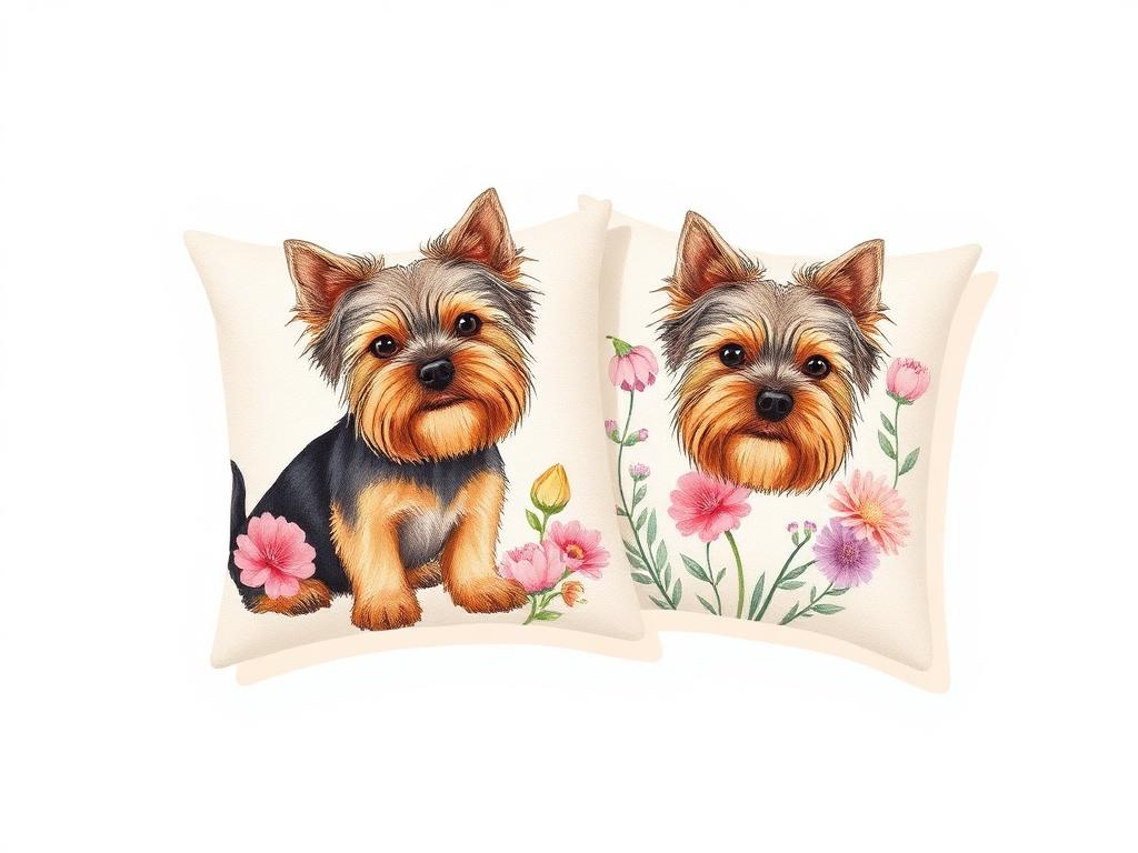 Floral Yorkshire Terrier Throw Pillow Covers, 18x18 — gift idea for a Yorkshire Terrier